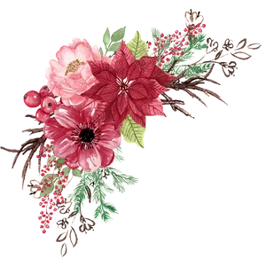 Floral Watercolor Arrangementon Black PNG image