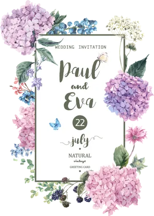 Floral Wedding Invitation Design PNG image
