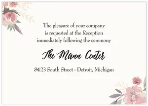 Floral Wedding Reception Invitation PNG image