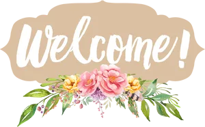 Floral Welcome Sign PNG