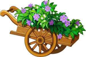 Floral Wheelbarrow Vector Illustration PNG