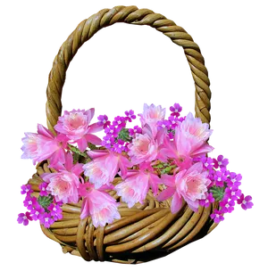 Floral Wicker Basket Fullof Pink Blooms
