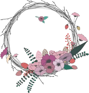 Floral Wreath Illustration PNG image