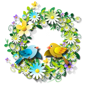 Floral_ Wreath_with_ Birds_ Vector PNG image