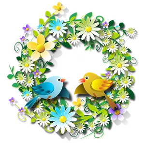 Floral_ Wreath_with_ Birds_ Vector