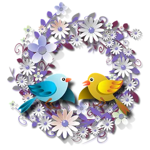 Floral_ Wreath_with_ Colorful_ Birds_ Vector