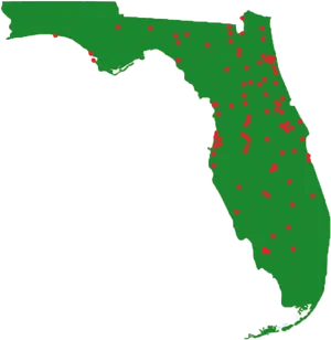 Florida Mapwith Red Dots PNG image