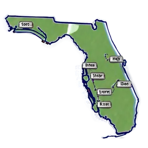 Florida Outline With Cities Png 06122024 PNG image