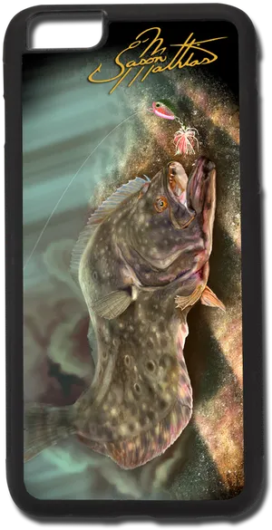 Flounder Fishing Art Phone Case PNG image