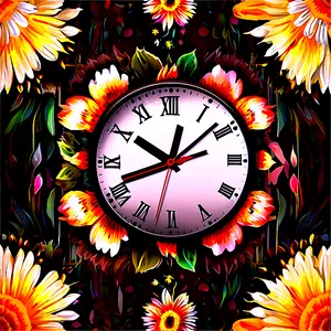 Flower Pattern Clock PNG 04292024 PNG