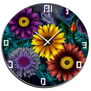 Flower Pattern Clock PNG Gfl39 PNG