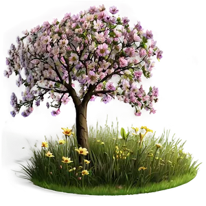 Flower Tree In Meadow Png 06282024 PNG image