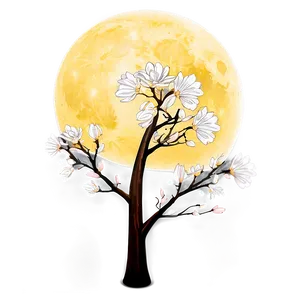 Flower Tree Under Moonlight Png 71 PNG image