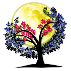 Flower Tree Under Moonlight Png Inr PNG image