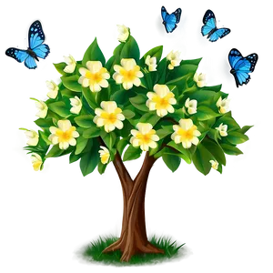 Flower Tree With Butterflies Png 06282024 PNG image