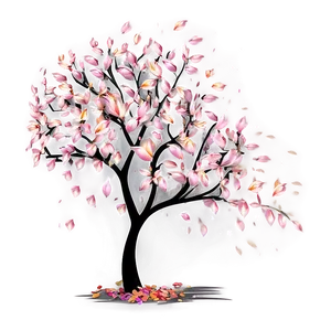 Flower Tree With Falling Petals Png 06282024 PNG image