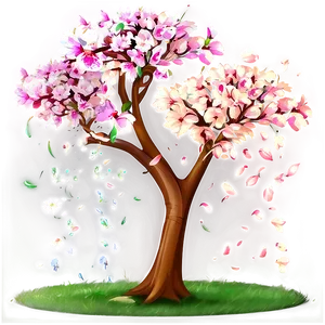 Flower Tree With Falling Petals Png 06282024 PNG image