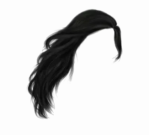 Flowing_ Black_ Hair_ Artwork PNG image