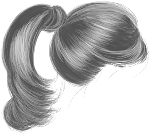 Flowing_ Hair_ Illustration_ Gray_ Scale PNG image