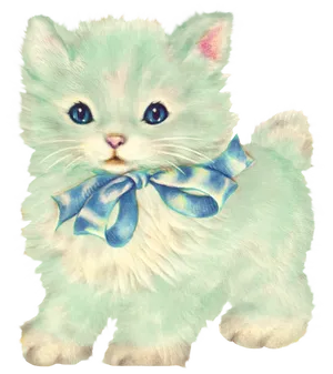 Fluffy Blue Bow Kitten PNG image