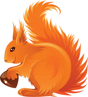 Fluffy Orange Squirrel Holding Nut