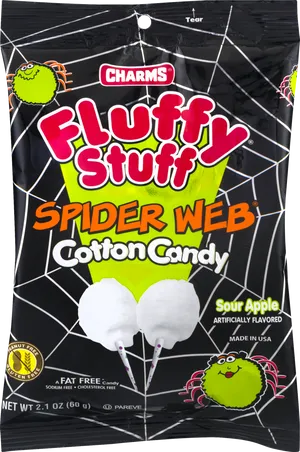 Fluffy Stuff Spider Web Cotton Candy Package PNG image