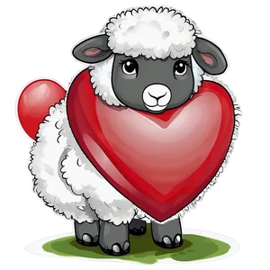 Fluffy Valentines Day Sheep Png 05232024 PNG image