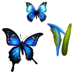Flying Blue Butterflies PNG Ugl35