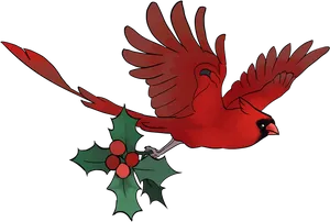 Flying Cardinalwith Holly.png PNG image