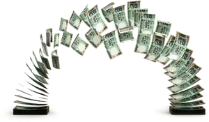 Flying Dollar Bills Arc PNG image
