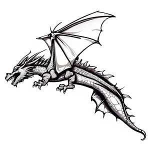 Flying Dragon Outline Clipart PNG Bul5 PNG