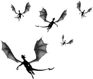 Flying Dragon Silhouettes PNG image