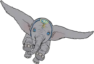 Flying Dumbo Animated Character PNG