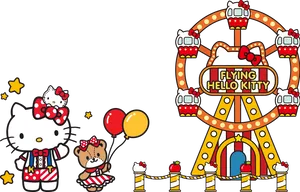 Flying Hello Kitty Carnival Theme PNG image