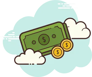 Flying Money Online Shopping Concept