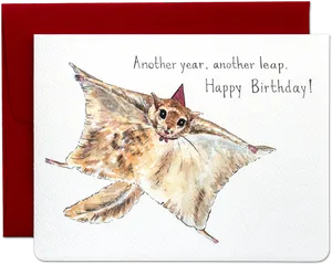 Flying Squirrel Birthday Card PNG