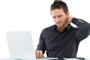 Focused Businessman Using Laptop PNG image