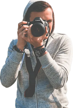 Focused Photographerin Action PNG