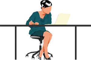 Focused Professional Workingat Desk PNG image