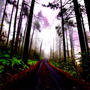 Foggy Forest Trail Photo PNG Vnp