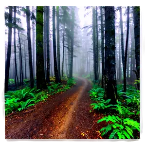 Foggy Forest Trail Photo PNG Xug16