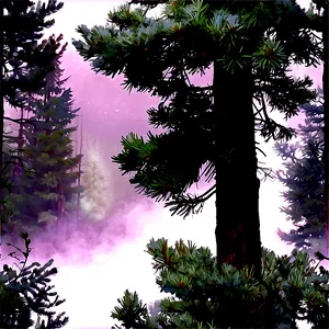 Foggy Pine Trees PNG 05042024