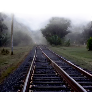 Foggy Train Track Morning Png 52 PNG image