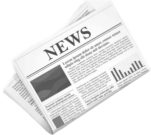 Folded Newspaper Blackand White PNG image