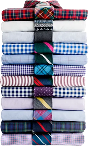 Folded Shirtsand Ties Stack PNG image