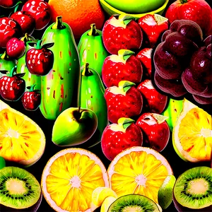 Food And Fruits Patterns PNG Hqy