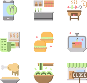 Foodand Restaurant Icons Set PNG image