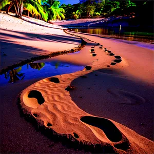 Footprints Leading To Sandy Beach Png 06242024 PNG image