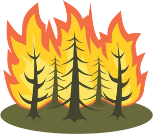Forest Fire Vector Illustration PNG image