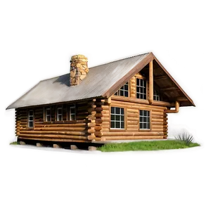Forest Log Cabin Getaway PNG 06122024